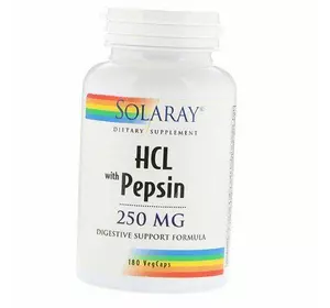 Бетаин Пепсин, HCL with Pepsin 250, Solaray  180вегкапс (72411004)