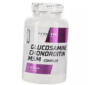 Комплекс для суставов и связок, Глюкозамин Хондроитин МСМ, Glucosamine Chondroitin & MSM, Progress Nutrition  90таб (03461001)