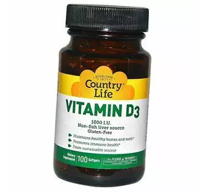 Витамин Д3, Vitamin D3 1000, Country Life  100гелкапс (36124049)