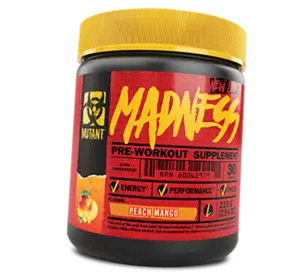 Предтренировочный комплекс с кофеином, Madness , Mutant  225г Персик-манго (11100002)