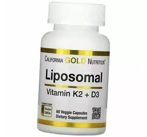 Липосомальные Витамины К2 и Д3, Liposomal Vitamin K2+ D3, California Gold Nutrition  60вегкапс (36427014)