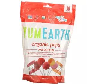 Органические Леденцы, Organic Pops Favorites, YumEarth  349г Фруктовый (05608001)