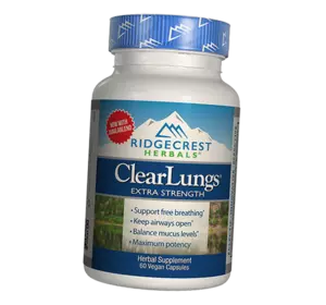 Комплекс для поддержки легких, Clear Lungs Extra, Ridgecrest Herbals  60вегкапс (71390009)