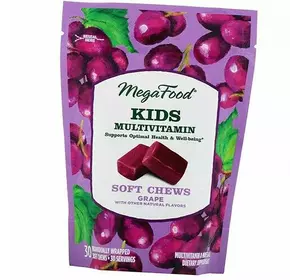 Мультивитамины для детей, Kids Multivitamin, Mega Food  30таб Виноград (36343039)