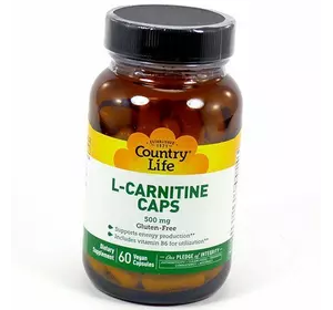 Карнитин Тартрат с Витамином В6, L-carnitine, Country Life  60вегкапс (02124005)