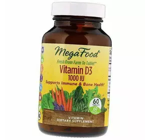 Витамин Д3, Vitamin D3 1000, Mega Food  60таб (36343034)