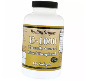 Витамин Е, Смесь токоферолов, Vitamin E-1000, Healthy Origins  120гелкапс (36354041)
