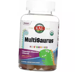 Витамины для детей, Kids Multisaurus Gummies, KAL  60таб Лимон-апельсин-клубника (36424029)
