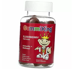 Экстракт Бузины для иммунитета детей, Elderberry For Kids, GummiKing  60таб Малина-лимон (71536001)