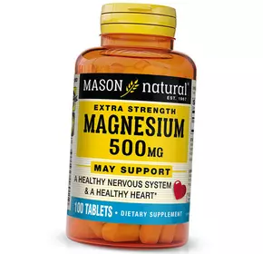 Магний Оксид, Extra Strength Magnesium 500, Mason Natural  100таб (36529050)