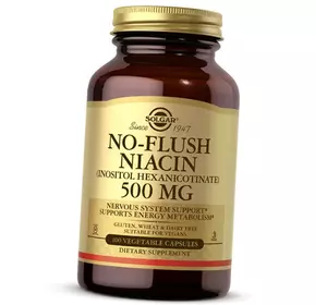 Ниацин не вызывающий покраснений, No-Flush Niacin 500, Solgar  100вегкапс (36313192)