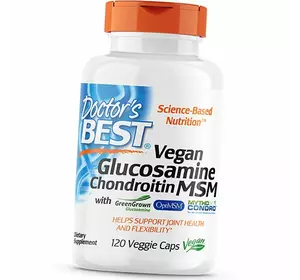 Веганский Глюкозамин Хондроитин МСМ, Vegan Glucosamine Chondroitin MSM, Doctor's Best  120вегкапс (03327014)