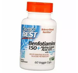 Бенфотиамин и Альфа Липоевая кислота, Benfotiamine 150 plus Alpha-Lipoic Acid 300, Doctor's Best  60вегкапс (72327012)