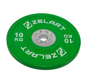Блины (диски) бамперные для кроссфита TA-7798   10кг  Зеленый (58363208)
